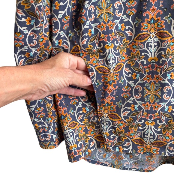 DULUTH TRADING COMPANY Floral Cotton Poplin Modern Tunic Top BlouseSize L Artsy - Picture 8 of 10